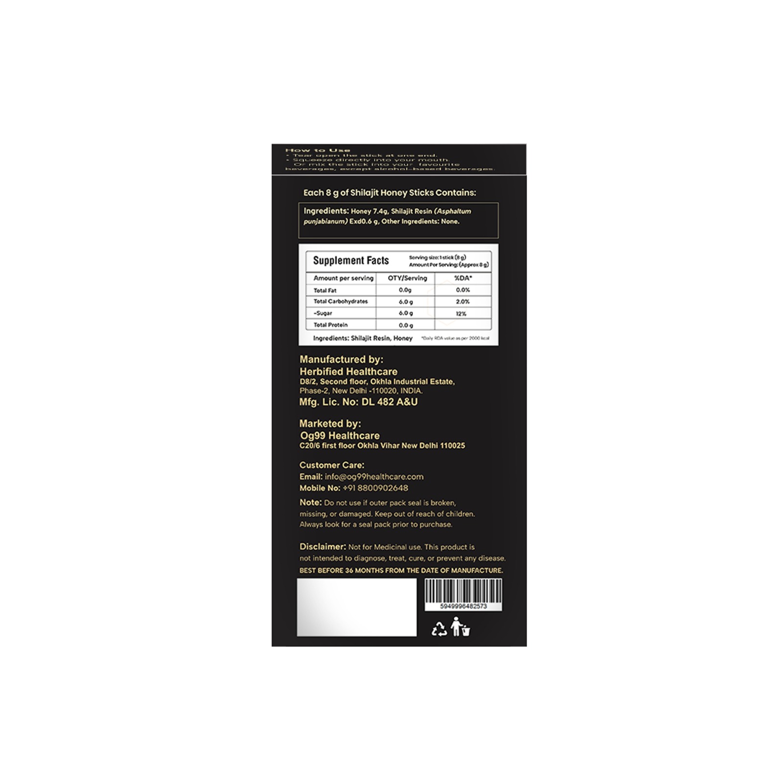 OG99 Shilajit Honey Sticks Classic- 15 Sticks - Image 3