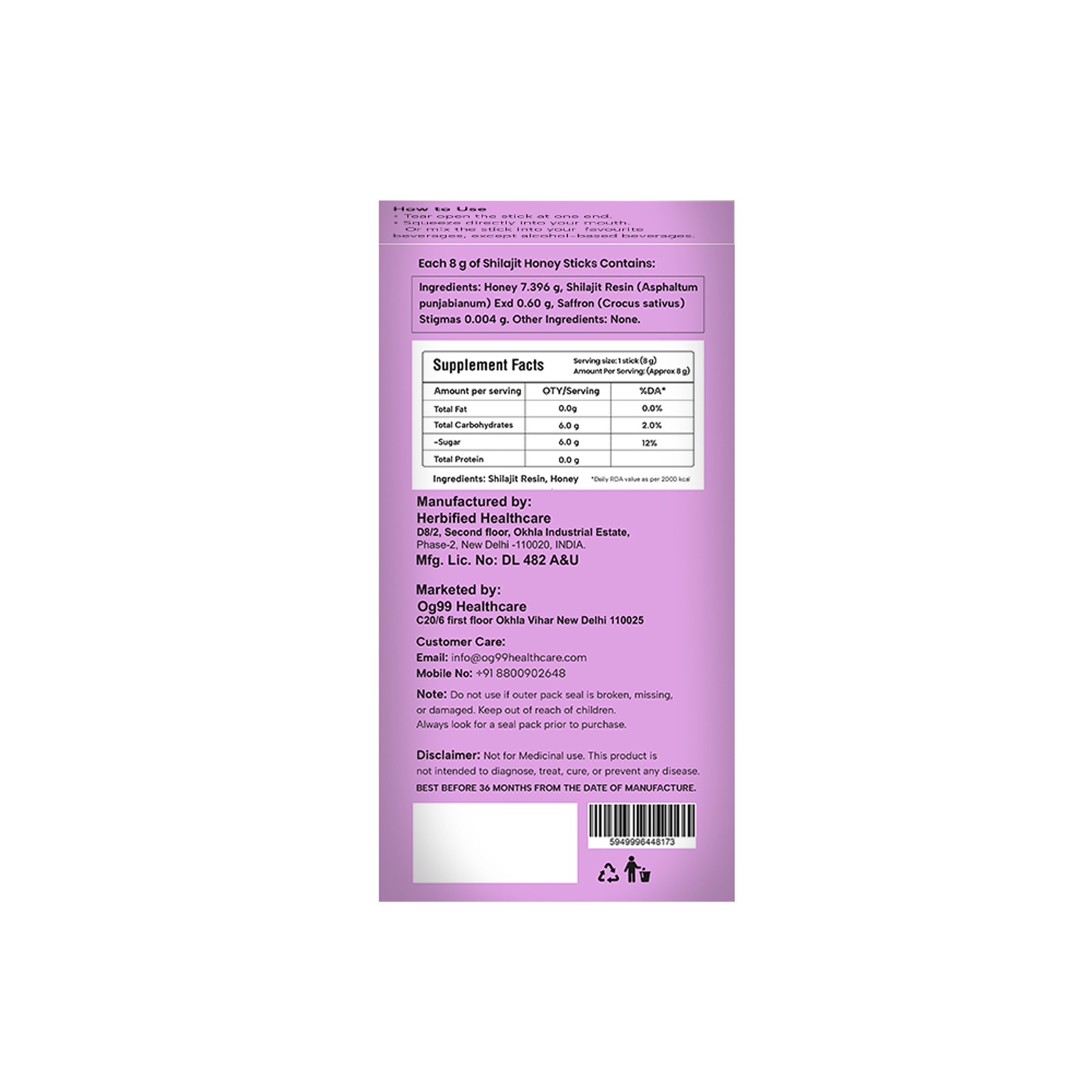 OG99 Shilajit Honey Stick Kesar- 15 Sticks - Image 3