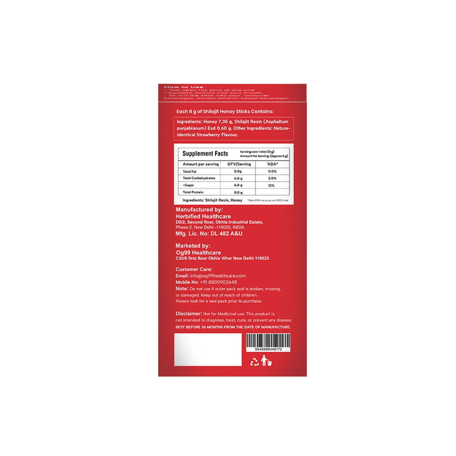 OG99 Shilajit Honey Sticks Strawberry-15 Sticks - Image 3